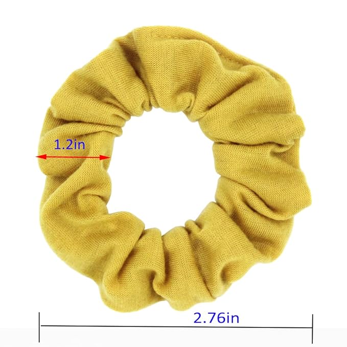 12pcs Cotton Hair Scrunchies Single Jersey Solid Color Ponytail Holders Elastic Hair Ties for Women Accessories (Ginger Yellow)