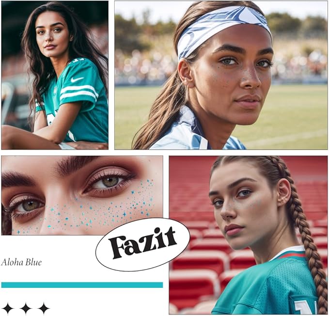 Fazit Makeup Patches - Aloha Blue Speckles - Glow Up Make-Up Patches - Cute Glitter Makeup Accessories for Women - Cosmetic Glitter for Face