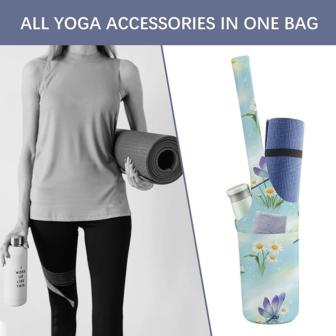 Portable Single Shoulder Yoga Mat Bag Carrier with Pocket Spacious Storage for Yoga Gym Fitness