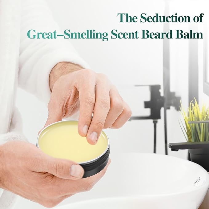 Beard Balm，2X Concentration Biotin Beard Balm for Men (2 oz) - Natural Mens Beard Oil with Castor Oil，Argan Oil, Jojoba Oil and Vitamin,Thickening for Beard，Beard Growth Softener (Cedarwood)