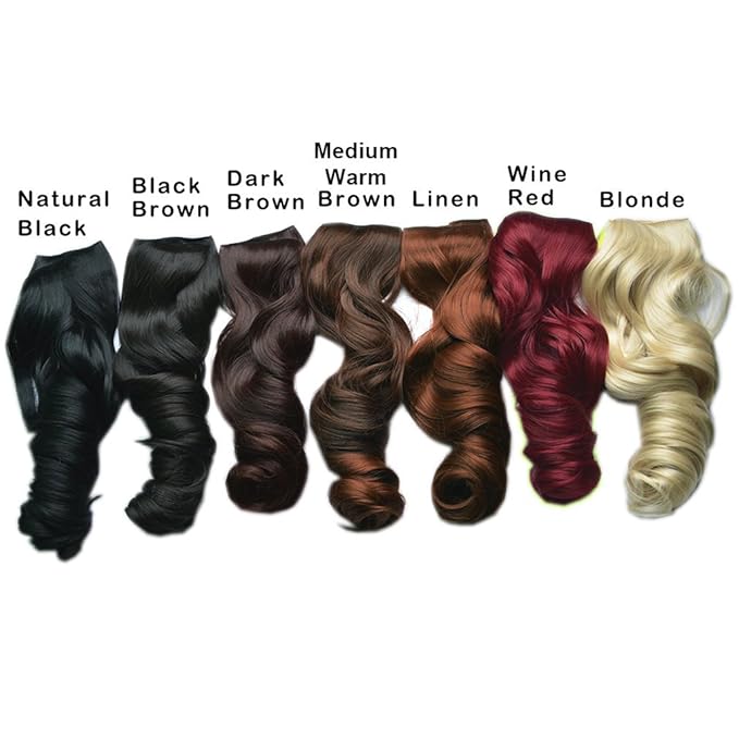REECHO 16" 1-Pack 3/4 Full Head Curly Wavy Clips in on Synthetic Hair Extensions HE008 Hairpieces for Women 5 Clips 3.9 Oz per Piece - Linen