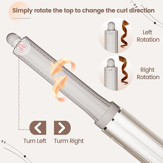 1.2in Long Hair Curling Barrel Attachment Compatible with Shark FlexStyle, Self-Curling Accessories for Shark Flex Style HD400 Series with Both Curl Directions for Defined Curls