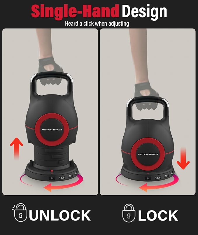 Adjustable Kettlebell 7 Weight Options Set (5-44LBs) Circular