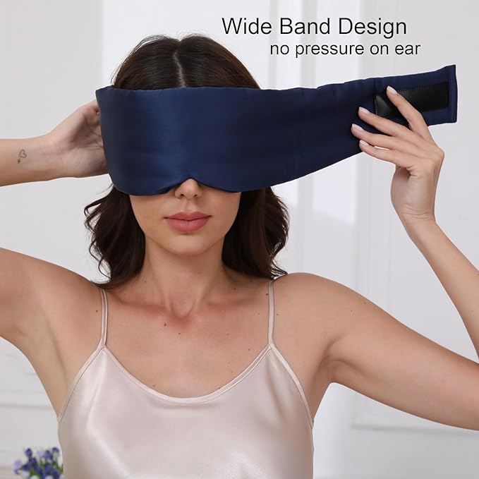 100% Mulberry Silk Sleep Mask for Women & Men Beauty Sleep, Adjustable Blindfold Silk Eye Mask for Sleeping Side Sleepers, Soft Pressure-Free Design for Home, Travel, Office, Napping, Christmas Gift