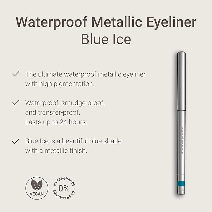 Sandstone Scandinavia Hypoallergenic Waterproof Eyeliner - Fragrance Free Metallic Blue Eye liner - Vegan and Cruelty Free Eye Pencil - Eyeliner Pencil for Sensitive Eyes (Blue Ice)