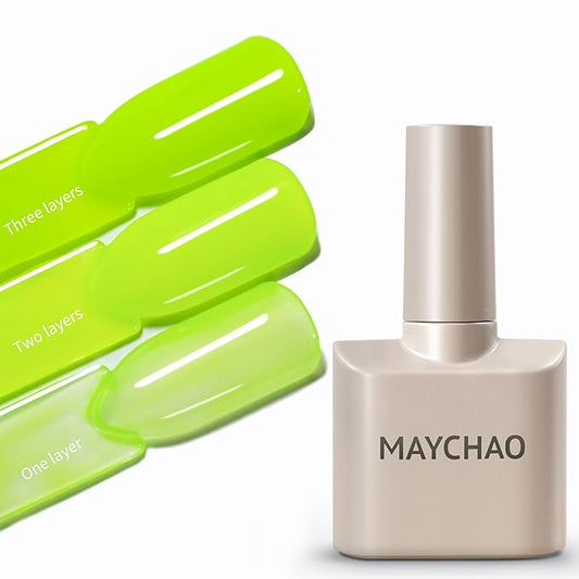 MAYCHAO 15ML Jelly Lime Green Gel Nail Polish 1Pc Bright Green Gel Polish Soak Off UV LED Transparent Nail Polish Nail Art Starter Manicure Salon DIY at Home, 0.5 OZ