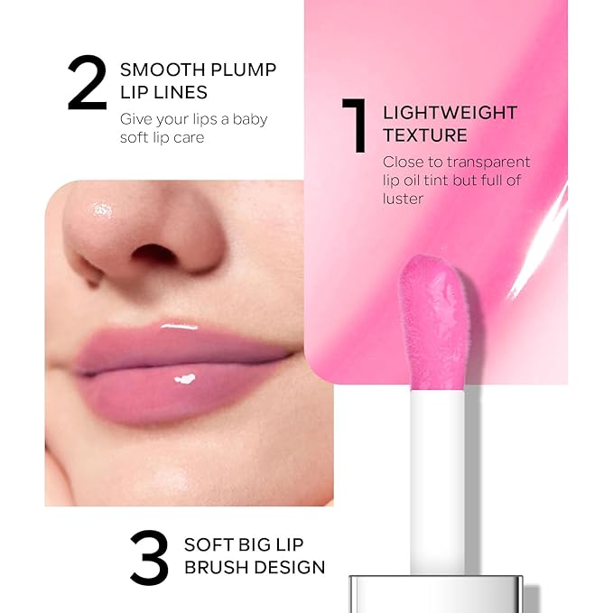 Magic Color Changing Lip Oil, Ph Temperture Changing Plumping Magic Hydrating Lip Oil Gloss, Smooth Lip Lines Plump Lip, Plumping Clear Glossy Tinted Balm Care 0.2Fl oz #Pearl Shimmer