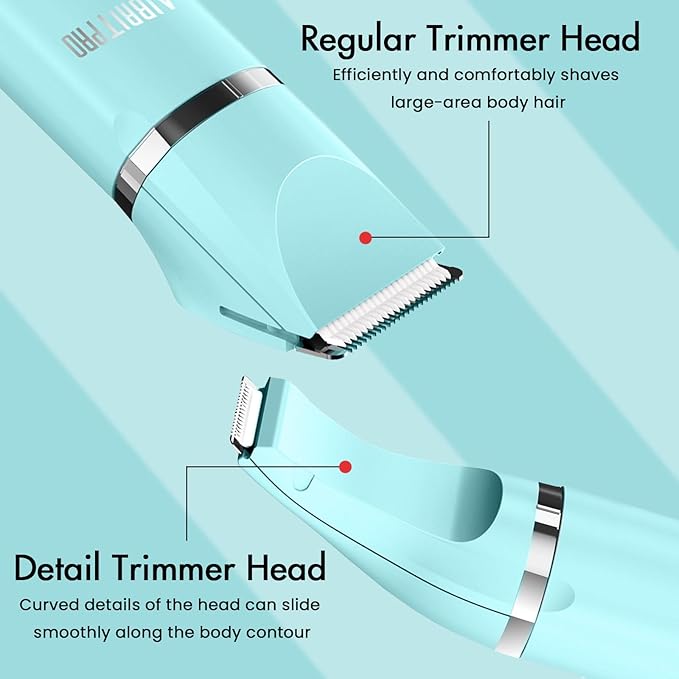 Electric Bikini Trimmer for Women,2 in 1 Electric Shaver for Women Pubic Hair, Portable Razors for Shaving with 2 Trimmer Heads,IPX7 Waterproof (Blue)