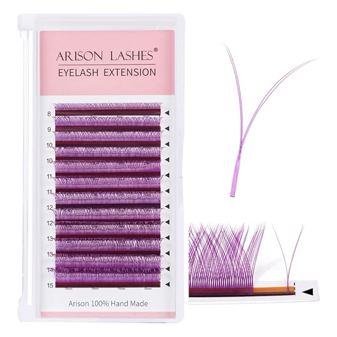 Light purple YY Eyelash Extension Lashes C Curl 0.07mm, 8-15mm Faux Mink Cluster Lash Extensions Soft Y Lashes Extensions Premade (8-15MM, 0.07-C,Light purple)