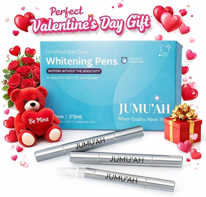 Jumu’ah Teeth Whitening Pen, Enamel Safe - NO Sensitivity - Oral Care Teeth Whitener Pen, Vegan & Gentle on Teeth Professional Stain Removal (Pack of 3)