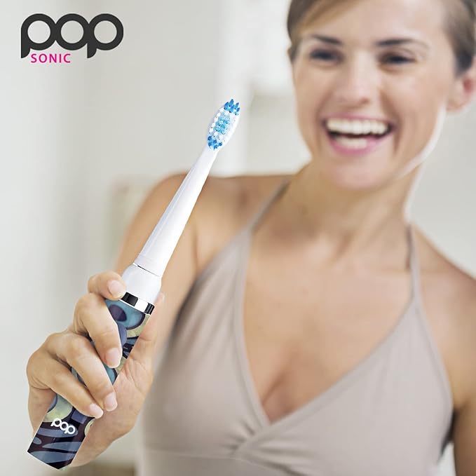 Pop Sonic Electric Toothbrush (Peacock) - Travel Toothbrushes w/AAA Battery | Kids Electric Toothbrushes with 2 Speed & 15,000-30,000 Strokes/Minute, Dupont Nylon Bristles