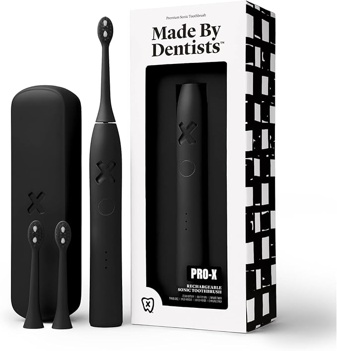 Made by Dentists PRO‑X Sonic Electric Toothbrush for Adults– Dentist‑Designed Rechargeable Toothbrush,Valentines Day Gift for Him & Her, 70 Day Battery Life, Travel Case & Extra Heads