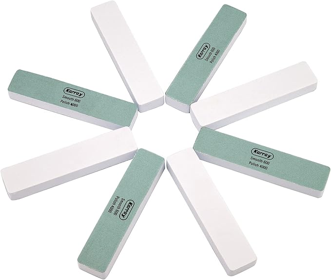 Nail Files and Buffers for Natural Nails Smooth and Polish Gel Surface Manicure Tools 2-Sided 8pcs 600/4000 Grit (C-Cuboid)