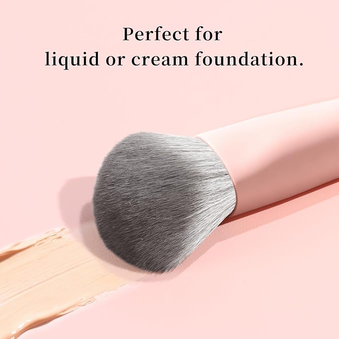REAL PERFECTION Contoured Foundation Brush, Professional Multitask Face Blending Makeup Brush, No Streaks Even Coverage, Suitable for Liquid Cream Foundation Primer Moisturizer Blush Contour Bronzer