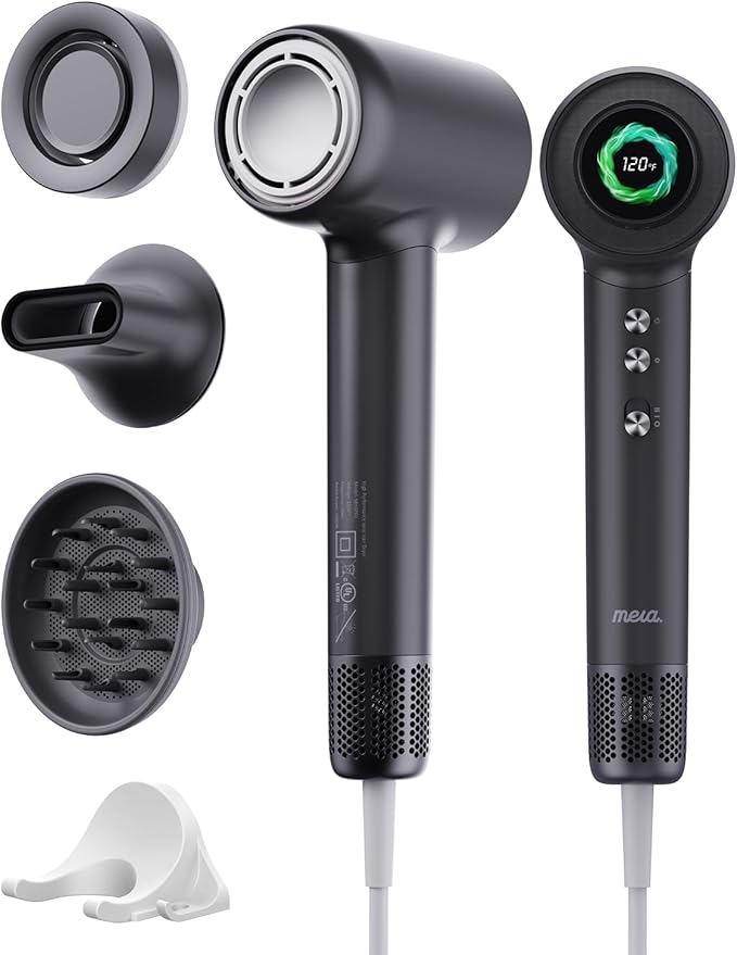 Professional Bi-Ionic Aromatic Hair Dryer- mera PRO -Fast Drying Salon Results Blowdryer w/Magnetic Diffuser & Aromatherapy Nozzle, One Button Safe Mode, cUL Certified, Lightweight for Travel