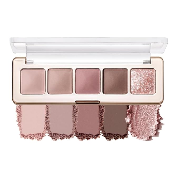 Rose Nude Eyeshadow Palette, 5 Colors Pink Brown Matte and Rose Gold Shimmer, Soft Glam Neutral Shades with Mauve Tones, Highly Pigmented Long Lasting Blendable for Daily Natural Makeup, 2#