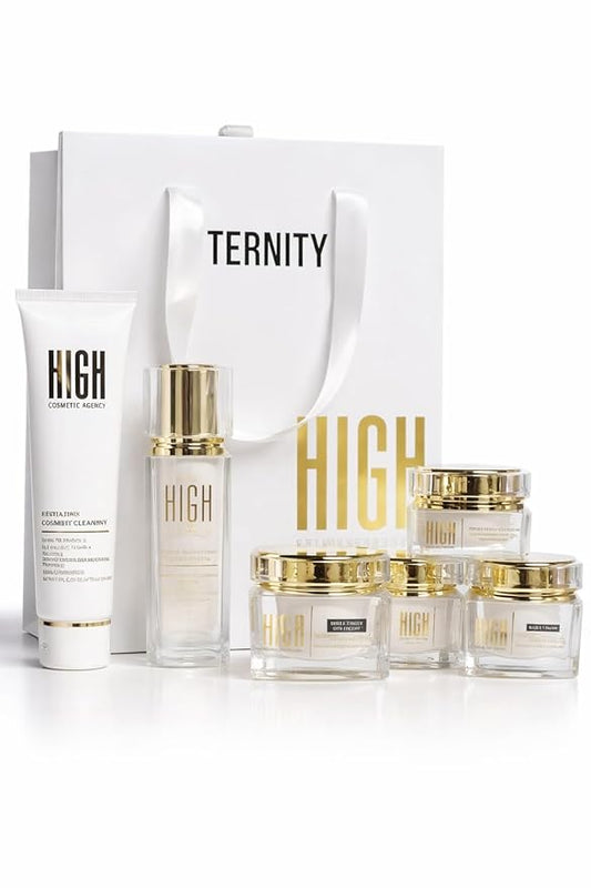 Skin Care Set (5 Pcs) Eternity by High Cosmetic Agency, Complete Anti-Aging Kit with Retinol Night Cream, Vitamin C Serum, Hydrating Cleanser, Eye Cream & Day Moisturizer with SPF 30
