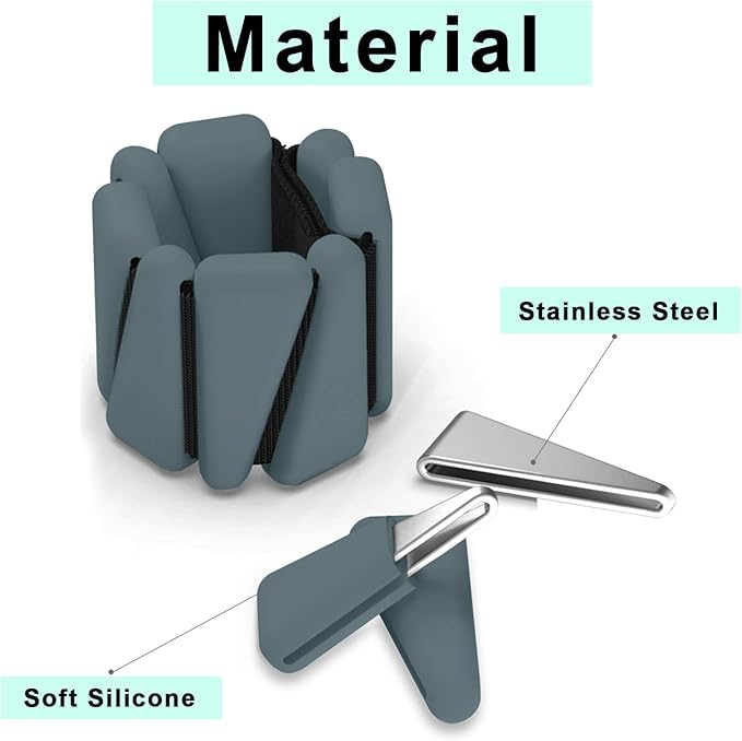 Adjustable Women Wrist Weights - Silicone Bracelet Button 1 LB 2 Per