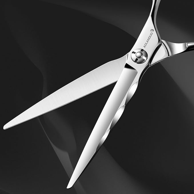 AOLANDUO 6" Professional Hair Shears – Japanese VG10 Steel, Convex Edge with CNC-Wave Blade Design | Upgraded from Aichi 440C | Ergonomic Offset Handle for Barbers & Stylists
