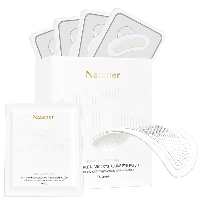 Natener 4 pairs PDRN Micro Eye Patches, Under Eye Patches for Puffy eyes, Dark Circles & Wrinkle | Hyaluronic Acid, Kojic Acid, Collagen, Peptides, Vitamin C, Niacinamide - Korean Popular Eye Care
