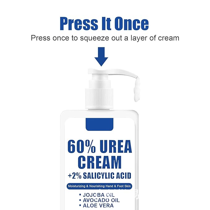 60% Urea Cream for Feet, Urea Foot Hand Cream Knees Heel for Dry Cracked with 2% Salicylic Acid Hydrates & Nourish Foot Care for Softening and Moisturizing Smoothing Skin Women Men Lotion 5.3oz