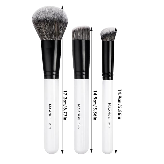 MAANGE 3 PCS Foundation Contour Conceal Brush Set, Makeup Brushes, Women‘s Blending Brushes, Professional Face Brush Set Tools,for Blending Setting Buffing with Liquid, Cream and Powder Cosmetic
