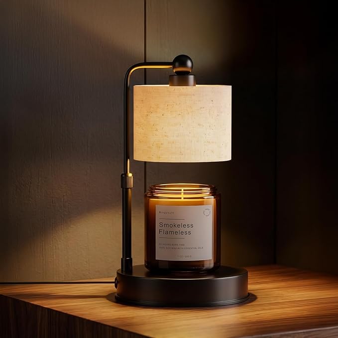 Candle Warmer Lamp with Timer ,Dimmable Candle Wax Warmer, Height Adjustable Electric Candle Lamp Warmer with 2 Bulbs, Birthday Gifts for Women Mom House Warming,Vintage Home Decor for Bedroom