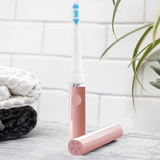 Pop Sonic Electric Toothbrush (Pastel Pink) - Travel Toothbrushes w/AAA Battery | Kids Electric Toothbrushes with 2 Speed & 15,000-30,000 Strokes/Minute, Dupont Nylon Bristles