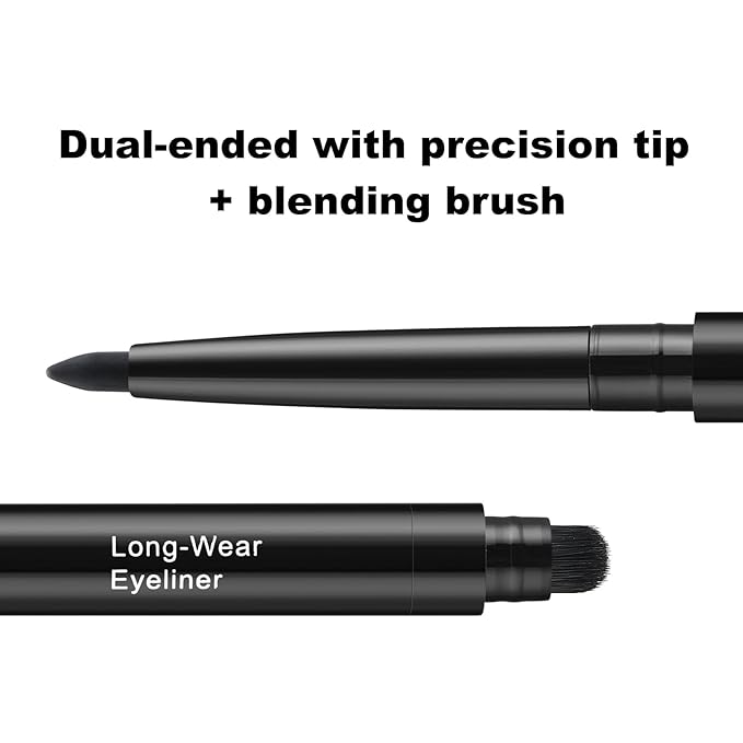 Smudge Proof Eyeliner, Waterproof Retractable Eye liner with Brush, Matte and Shimmer Eyeliner Pencil, Creamy Texture, Long lasting & Smooth(01 Black Matte)