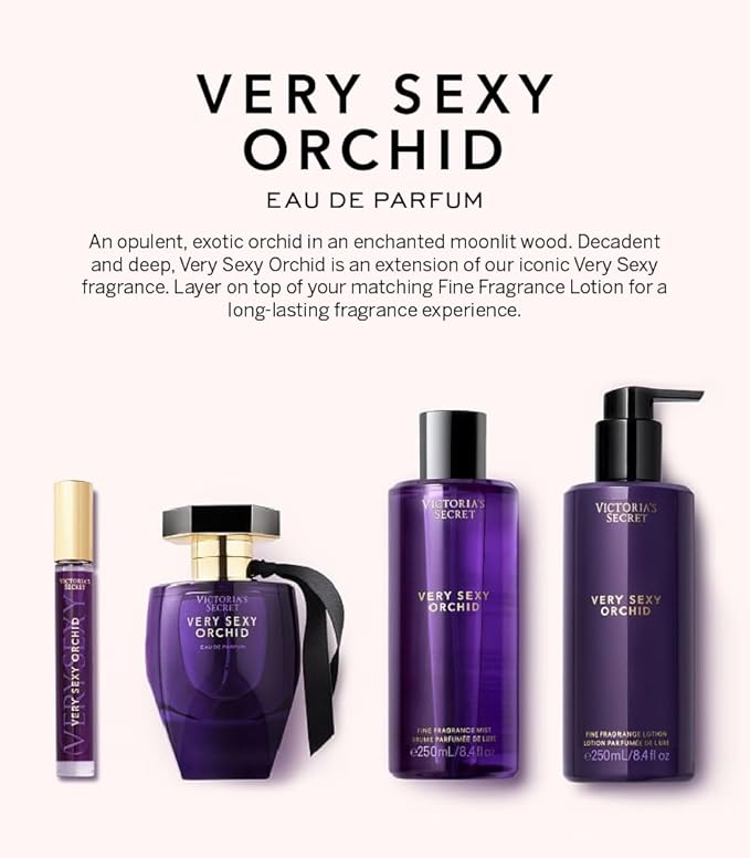 Victoria's Secret Very Sexy Orchid Eau de Parfum, Notes of Blackcurrant, Orris Woods & Sheer Patchouli, Perfumes for Women (3.4 oz)