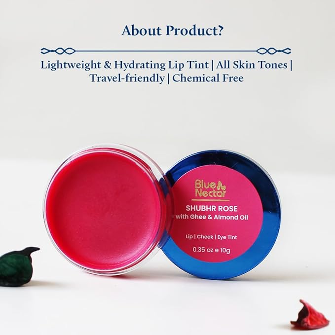 Blue Nectar Lip Tint Balm for Rosy Pink Organic