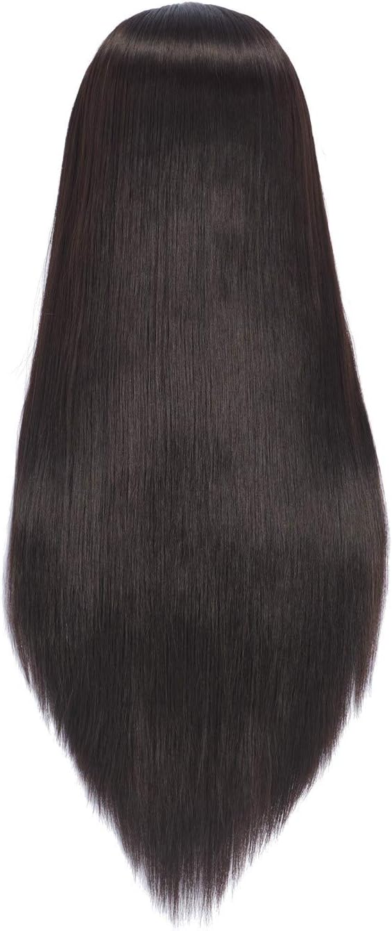 Hairingrid 26"-28" Mannequin Head Hair Styling Training Head Manikin Cosmetology Doll Head Synthetic Fiber Hair and Free Clamp Holder (Black-)