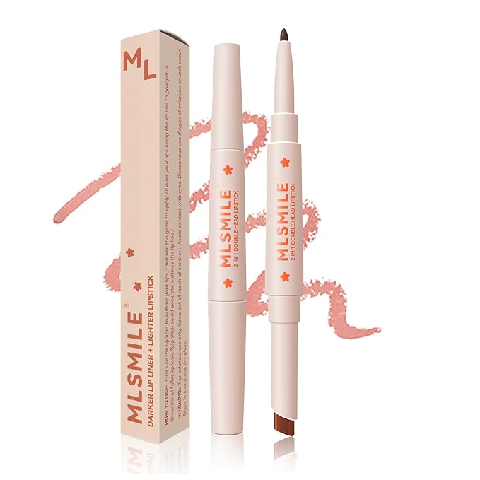 Light Pink Matte Lip Liner and Dark Lipstick Crayon Set, Velvet Long-Lasting Creamy Lip Liner Smudge-Proof Waterproof High Pigmented Lip Pencil Smooth Longwear Lip Liner For Women Makeup(#02)