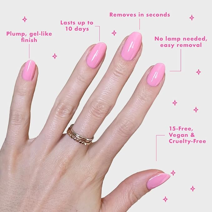 Olive & June Long Lasting Nail Polish | Valentine's Day | Plump, Gel-Like Finish | No Lamp Needed Lasts up to 10 days | Salon-Quality Vegan & Cruelty-Free Chip-Resistant | Saltwater Taffy | Sheer Pink
