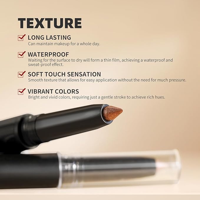 YOUNG VISION Eyeshadow Stick, Shimmer and Matte Cream Eye Shadow Brightener Sticks Eyeliner Pencil Crayon, Waterproof Long Lasting Eye Highlighter Stick Makeup,0.056 Oz(#3-Desert) (11)