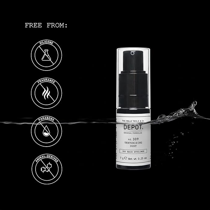DEPOT No. 309 Texturizing Dust | Volumizing Matte Powder for Men | Adds Grip, Body & Lightweight Texture for Fine or Thin Hair| With Glycerin & Silica | 7g