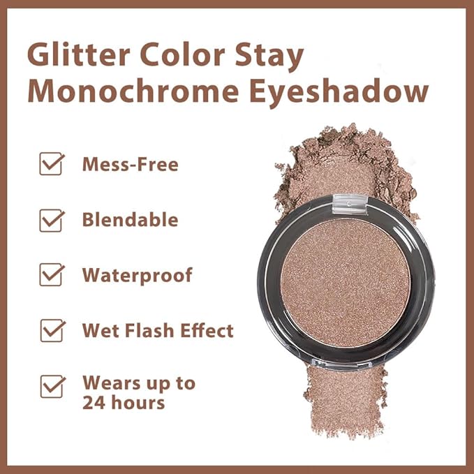 High-Pigment Waterproof & Long-Lasting Mini Eyeshadow palette – Bronze Shimmer Neutral Brown Glow Shade for Smokey Glam & Natural Nude Makeup, Blendable Metallic Eye Shadow for Blue Green Brown Eyes