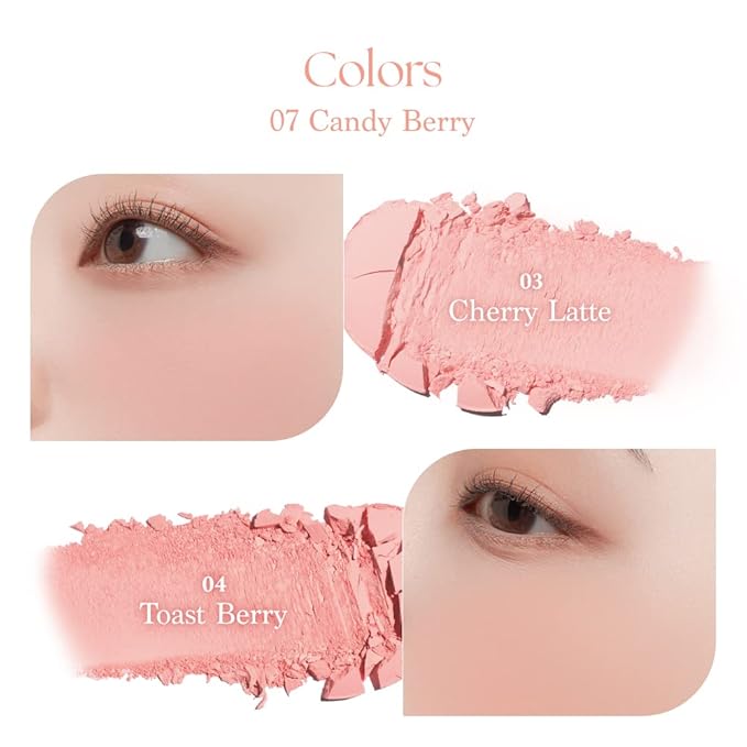 Dasique Blending Mood Cheek #07 Candy Berry | 4 Blendable Shades in Lightweight Smooth Powder | Vegan | Blush