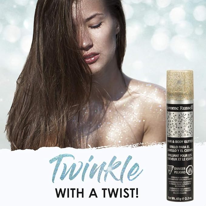 Jerome Russell Temporary Hair and Body Glitter Color Spray, Travel Spray, Lightweight, Adds Sparkly Shimmery Glow, Perfect to use On Hair, Skin, or Clothing, 2.2 oz - Multi-Color x 1 Pack