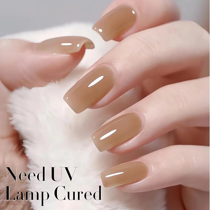 Double Rhythm 0.50 OZ Translucent Gel Polish Same Color Same Bottle Sheer Pastel Neutral Natural Milky 15 ML Jelly UV Nail Art DIY at Home (Pale Nude-A1372)