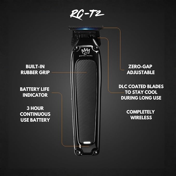 Royal Clips Hair and Beard Fade Kit 2.0 – Professional Clipper, Trimmer & Foil Shaver Bundle for Men, Complete Haircut Set for Barbers – Ideal Holiday Gift for Men, Fathers, Brothers & Barbers - Black