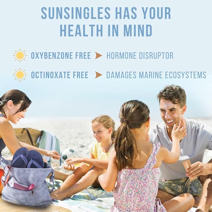 SunsinglesTravel Size Sunscreen, Waterproof/Sweat Proof SPF 50 Protection Fragrance-Free Lotion, PABA-Free Mini Sunscreen For Face, Reef Safe Sunscreen, Single Use Packets 0.34 Fl Oz