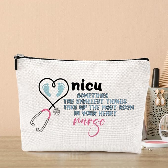 Funny Nicu Nurse Gifts Makeup Bag Nurse Accessories for Work Nurse Practitioner Nurse Gifts for Women Cute Cosmetic Bag Neonatal ICU Nurse Rn Gifts for Nurses Nursing Graduation Nurses Week Birthday