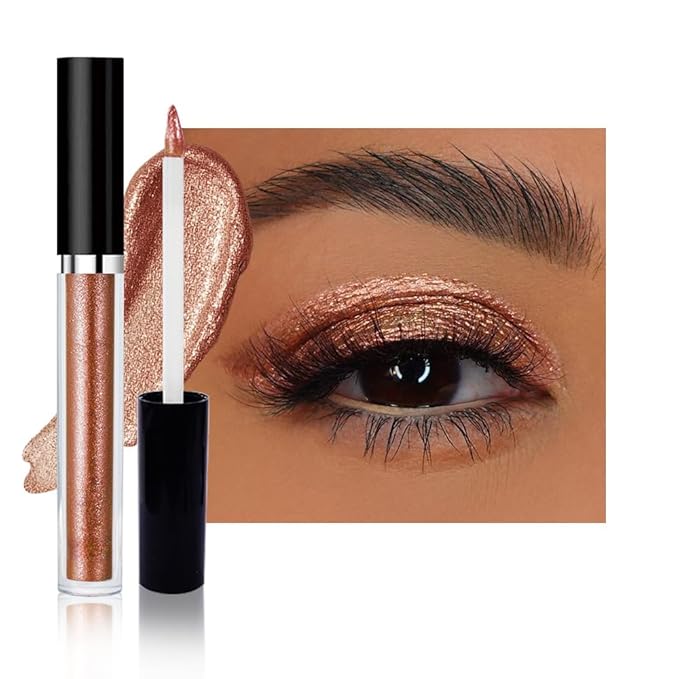 SUAKE Liquid Sparkling Glitter Eyeshadow Stick Pack - High Pigment Shimmer Metallic Eye Shadow, Long-Lasting, White Blue Black Gold Purple Bold Colors,Quicking-Dry (4#-Rose Gold, Pack of 1)