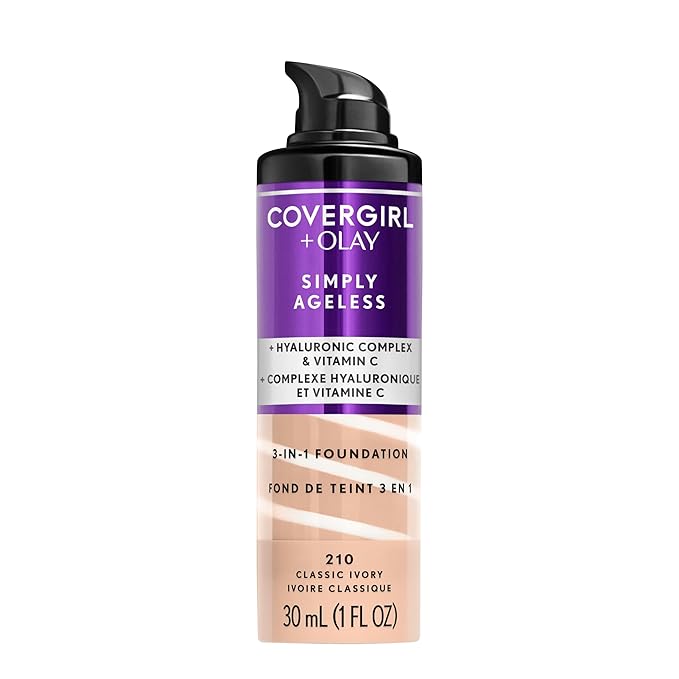 COVERGIRL+Olay Simply Ageless 3-in-1 Liquid Foundation Classic Ivory, 1 Ounce (packaging may vary)