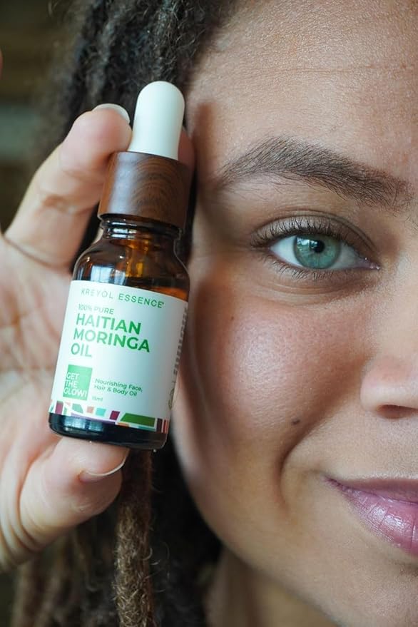 Kreyol Essence - Haitian Moringa Oil 15 Ml - For Face, Hair and Body, 40 Antioxidants, Behenic, Oleic Acid and Vitamin C, For All Skin Types, Natural Ingredients