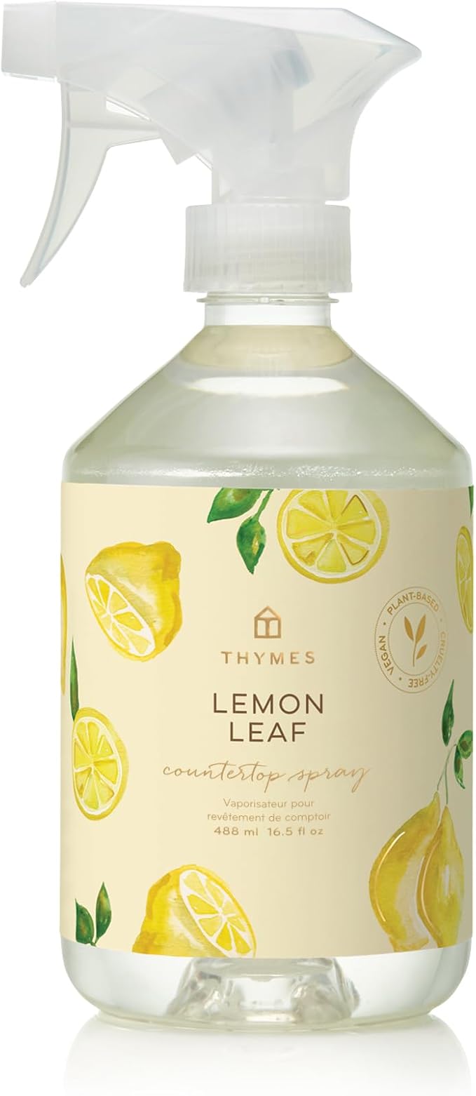 Thymes Countertop Spray - Counter Cleaner Spray - Household Cleaning Supplies (Lemon Leaf, 16.5 fl oz)