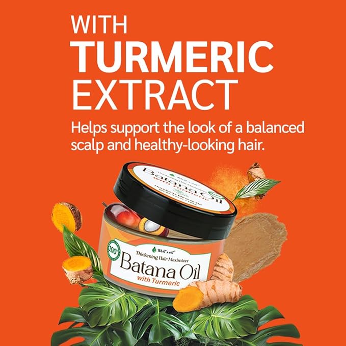Well's Oil Batana Oil with Turmeric Extract | Made with Batana Oil | Plant-Derived Ingredients | Nourishes & Conditions Hair (4.23 oz / 119 g)