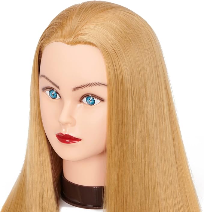 Hairingrid 26"-28" Mannequin Head Hair Styling Training Head Manikin Cosmetology Doll Head Synthetic Fiber Hair and Free Clamp Holder (R71919W2720)