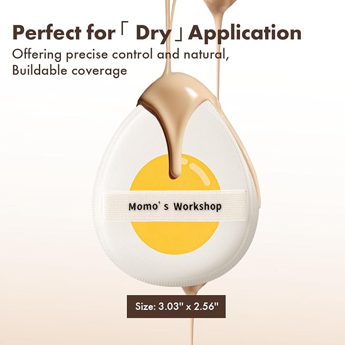 Momo's Workshop Sun Egg Makeup Sponge Puff & Tomato Makeup Sponge Set - 2PC Medium Bounce Rubycell Foundation Puffs for Creamy Finish, Quick Blending, Comfortable for All Skin Types & Storage Case